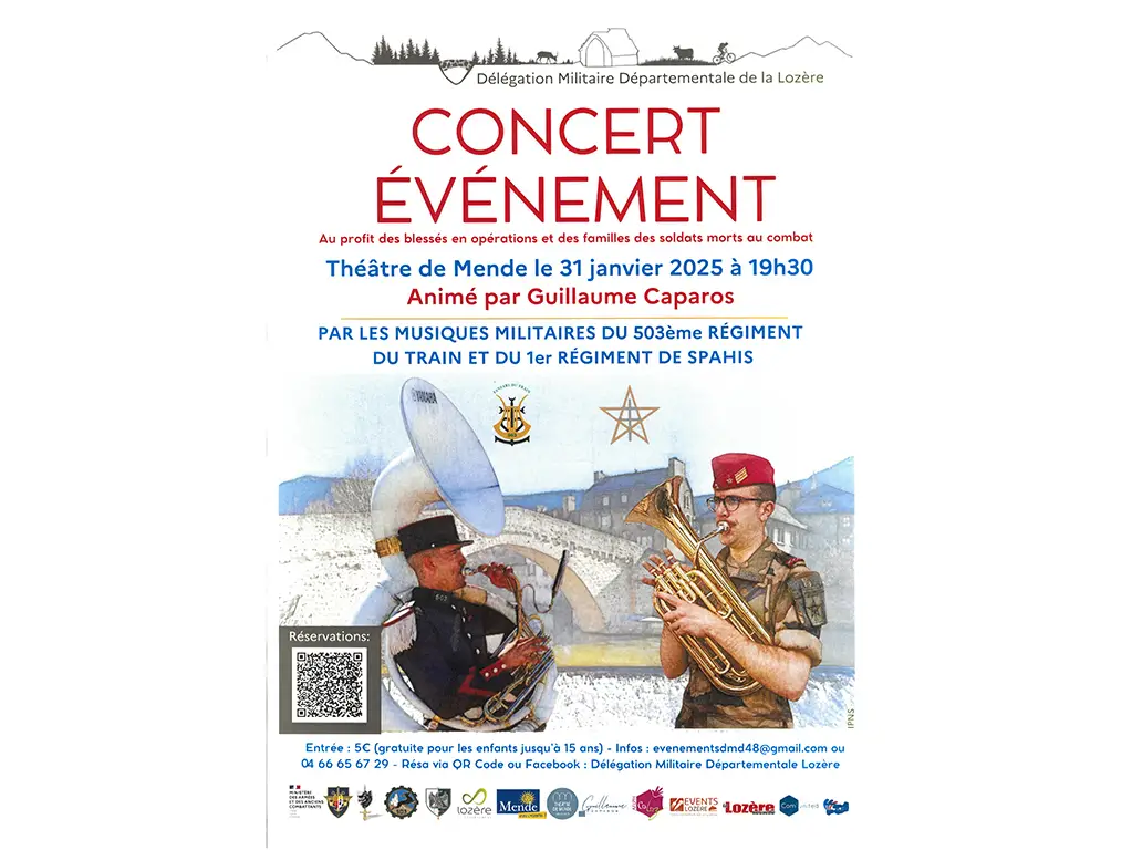 CONCERT PAR LES MUSIQUES MILITAIRES DU 503ÈME RÉGIMENT DU TRAIN ET DU 1ER RÉGIMENT DE SPAHIS