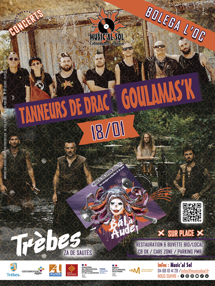 Concerts TANNEURS DE DRAC + GOULAMAS’K Bal à Aude Trèbes