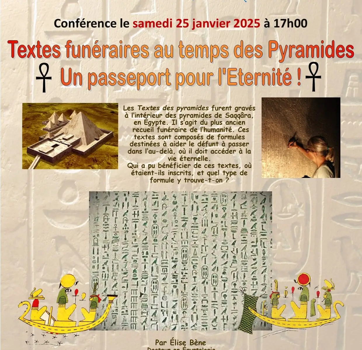 CONFÉRENCE TEXTE FUNÉRAIRE AU TEMPS DES PYRAMIDES