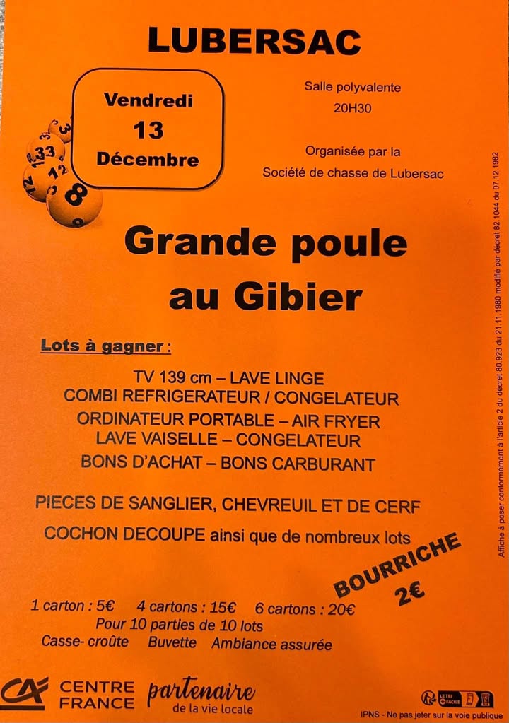 Grande poule au gibier à Lubersac