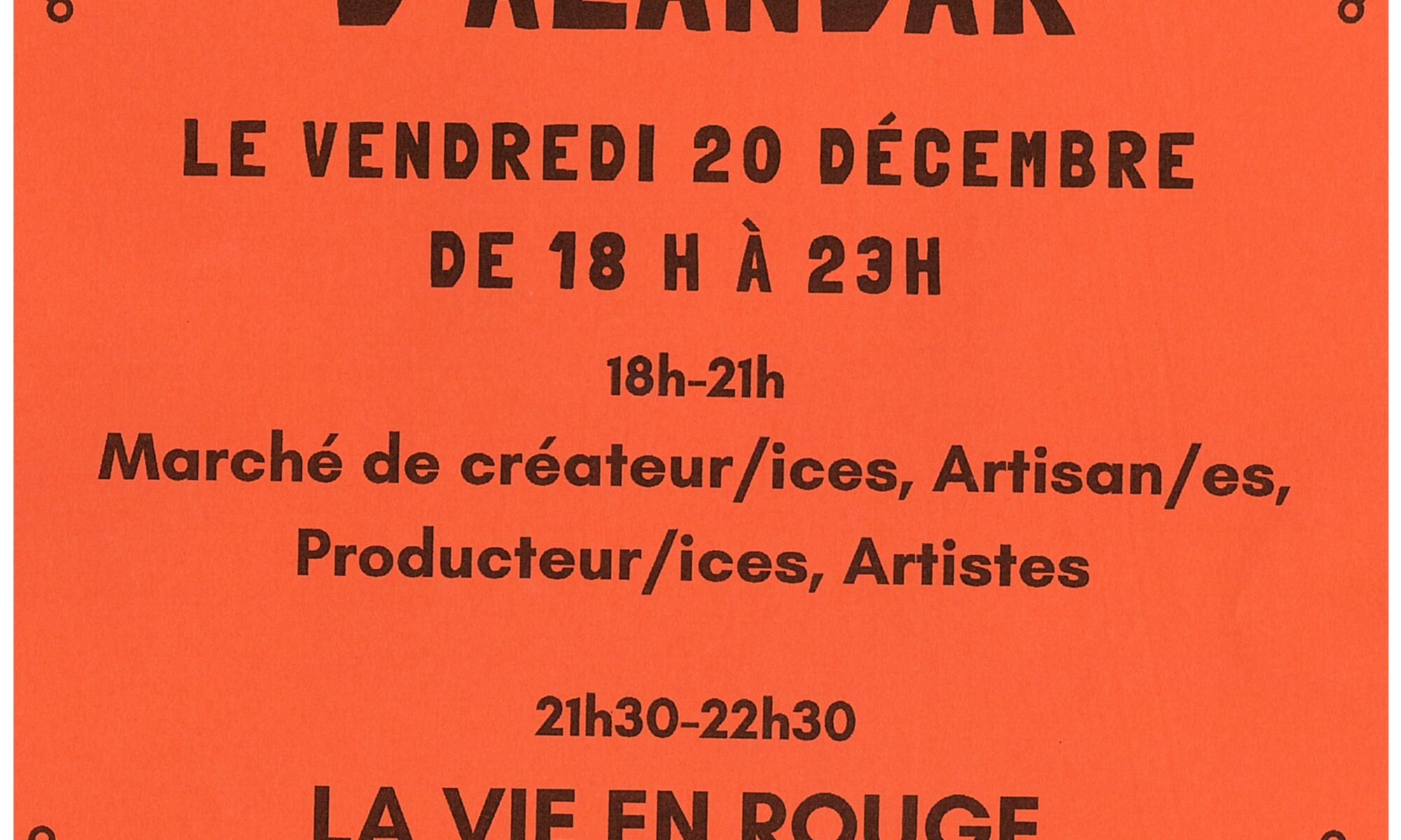 Marché de Noël d'Alandar et théâtre d'objet "La vie en rouge"