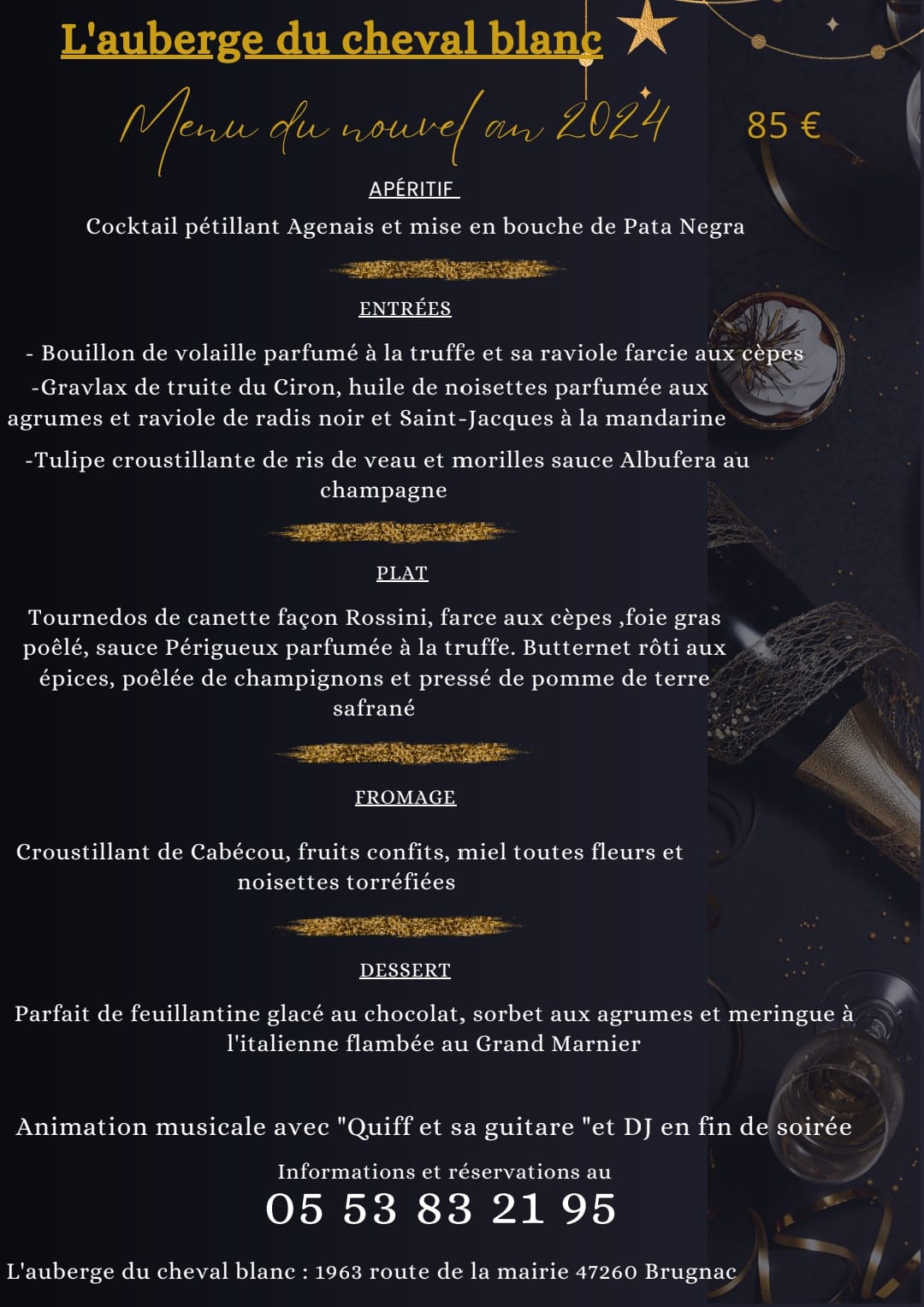 Menu du réveillon