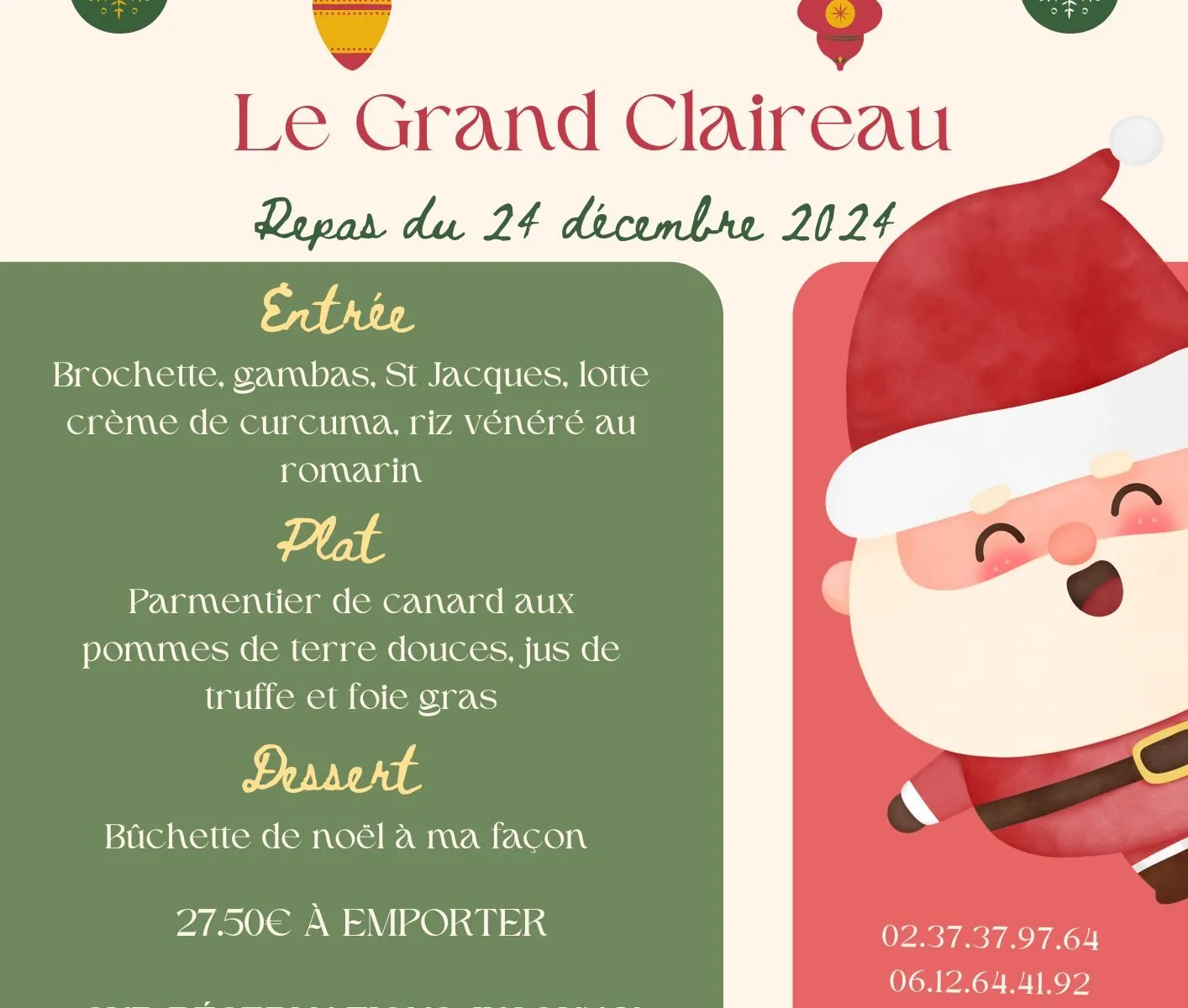 Repas de Noël à emporter