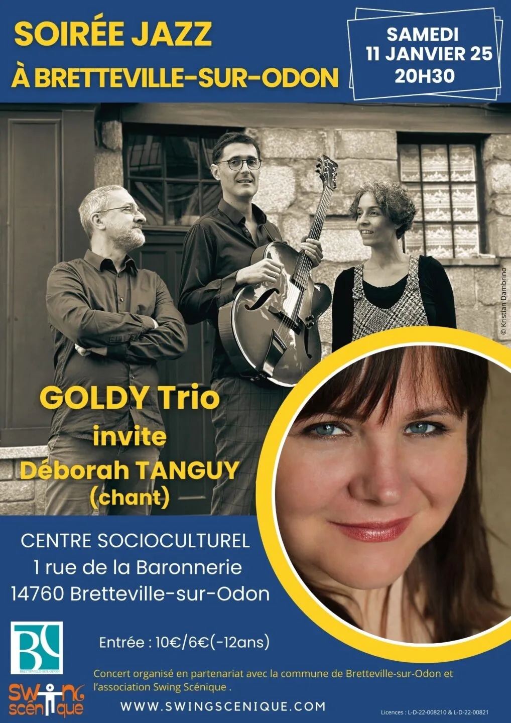 Soirée Jazz à Bretteville-sur-Odon avec Swing Scénique | Goldy Trio invite Déborah Tanguy