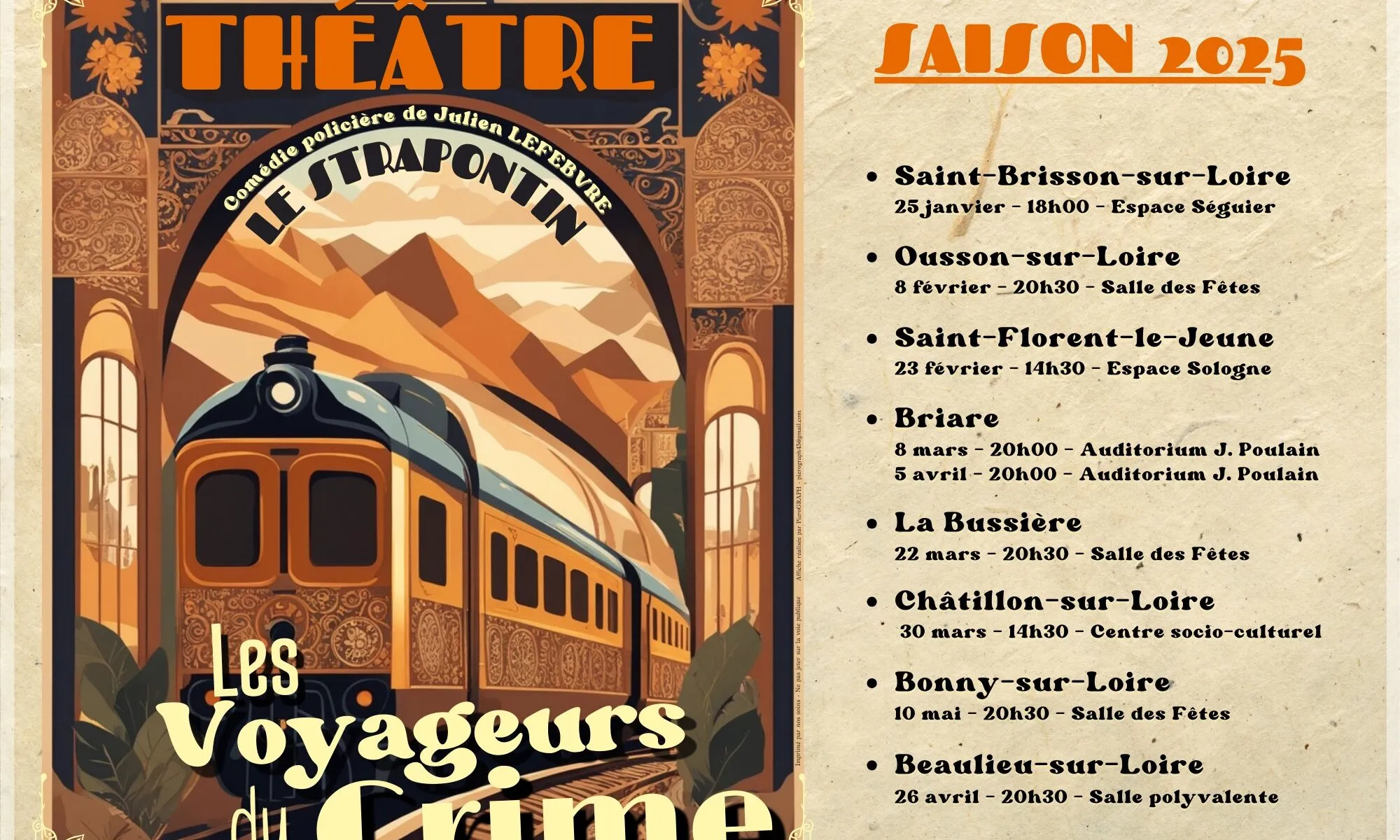 Théâtre "Les voyageurs du crime" avec Le Strapontin